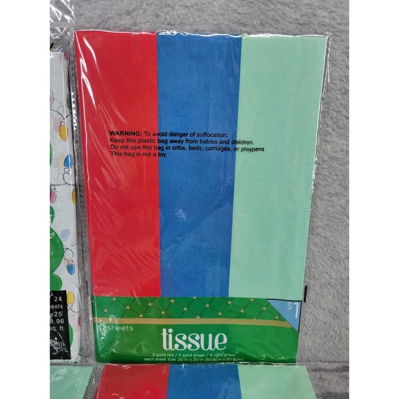 Lot Of Blueink Studios Christmas Tissue Paper Solid Red Blue Green Holiday - Picture 3 of 6